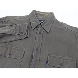 Barbour Shirt Mens Medium  Denim Heritage Workwear Snap Button Long Sleeve Brown